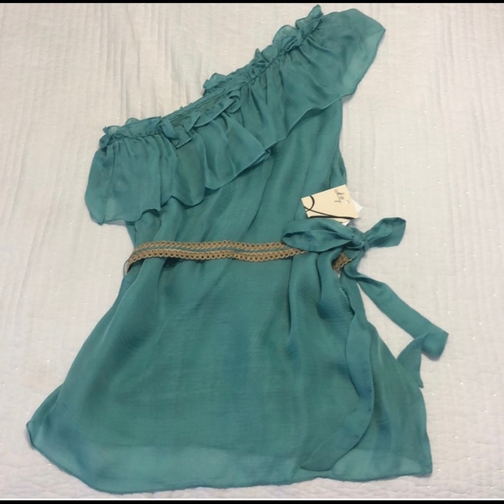 NWT Milly New York One Shoulder Ruffle Top